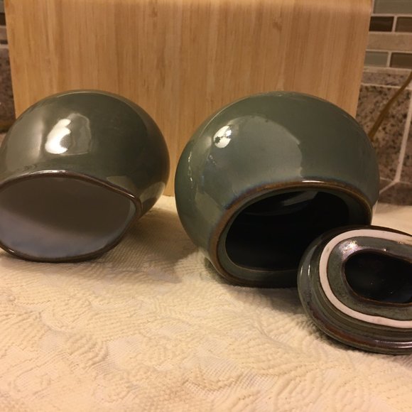 Sango Nova Cream and Sugar Set Sage Green 3 Piece - Picture 4 of 4